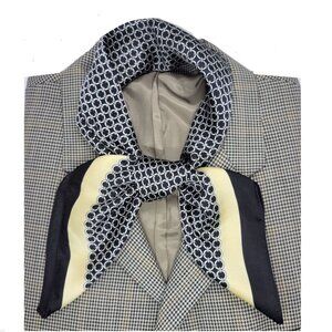 ✨Luxurious Silky Square Scarf Bandana Black Beige Geometric Chain Print Wrap New